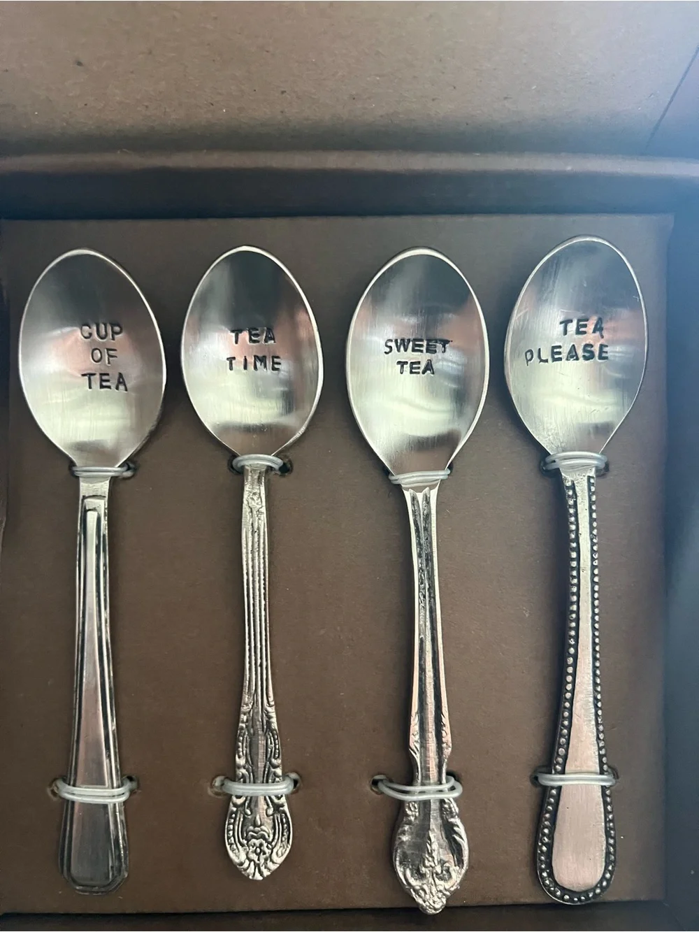ANTIQUE  World Market Silver Tone Decorative Tea Spoon Set - Polished Handles